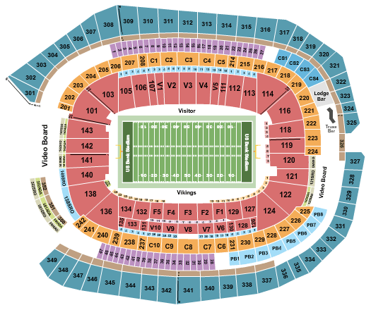 US Bank Stadium Minnesota Vikings Seating Chart